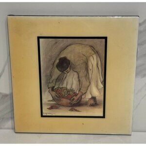 R.C. Gorman Native American Chili Woman Ceramic Art Tile Southwest Decor 8"x8"